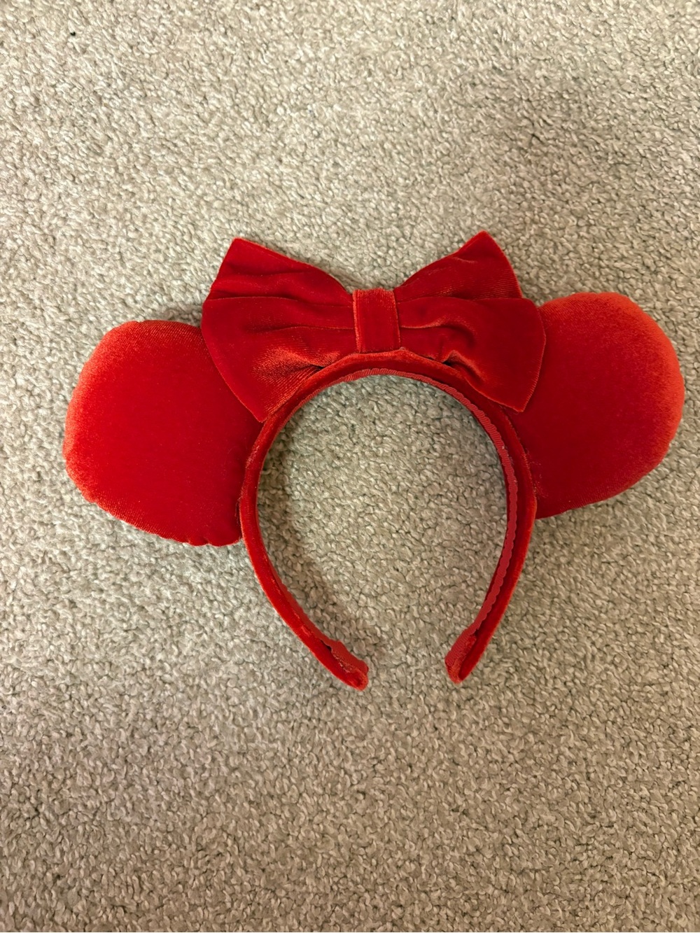 Disney Small Shop Velvet Red Minnie Mouse Ear Headband with Bow